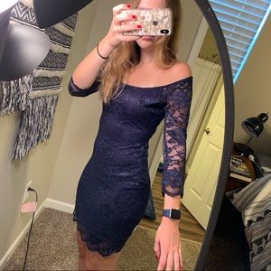 NWOT Navy lace mini dress